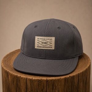 WillBo Hat Mens OSFM Charcoal Gray Herringbone Snapback Flat Brim Cap‎ WB CA